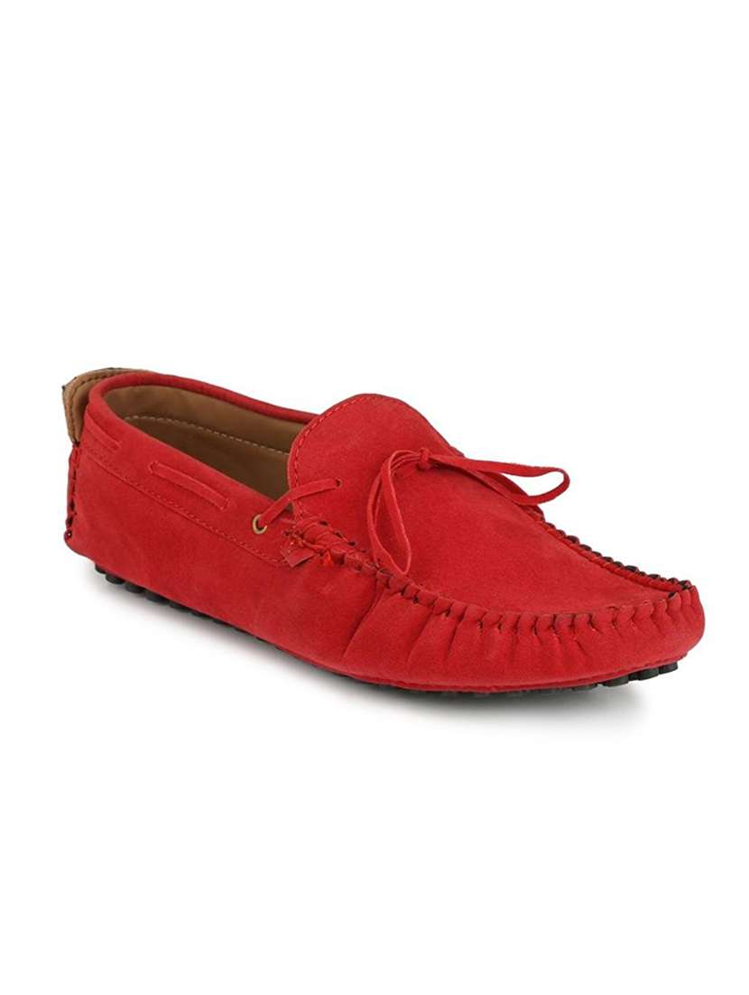 red leather slip on loafer