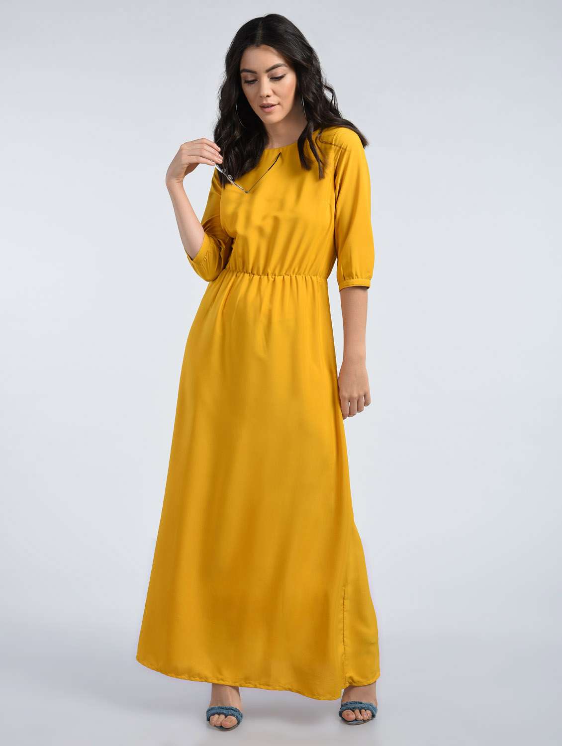 gathered maxi dress