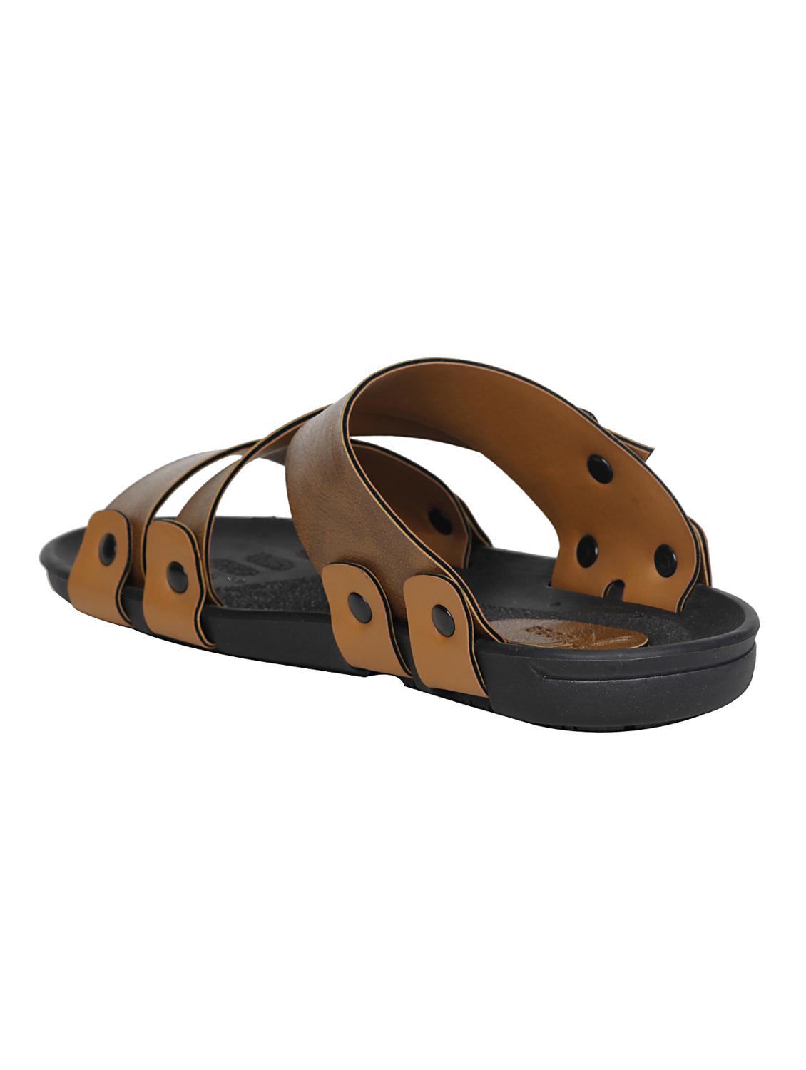 tan leatherette slip on slipper - 15123531 - Standard Image - 2