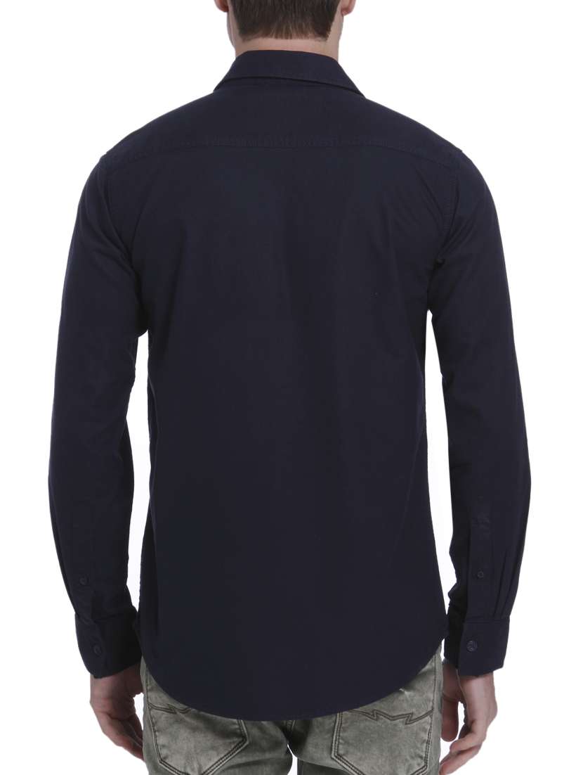 navy blue cotton casual shirt - 15124549 -  Standard Image - 2