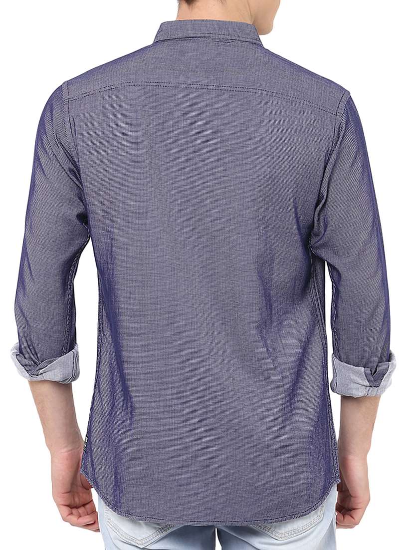blue cotton blend casual shirt - 15124587 -  Standard Image - 2