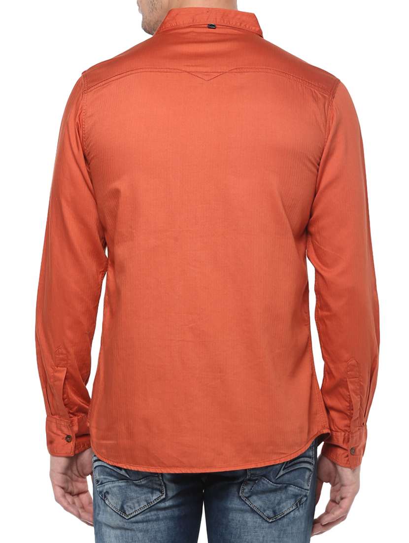 orange cotton casual shirt - 15124651 - Standard Image - 2