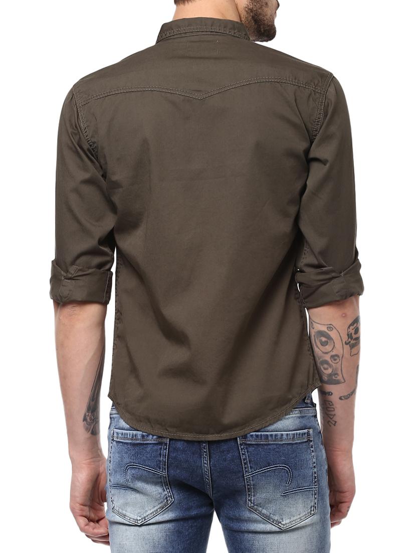 brown cotton casual shirt - 15124654 - Standard Image - 2
