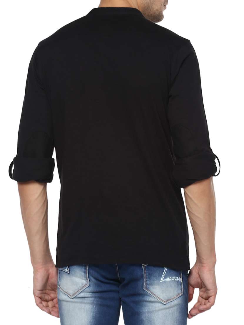 black cotton short kurta - 15124696 -  Standard Image - 2