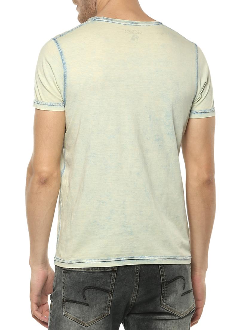 light blue cotton chest print t-shirt - 15124728 - Standard Image - 2