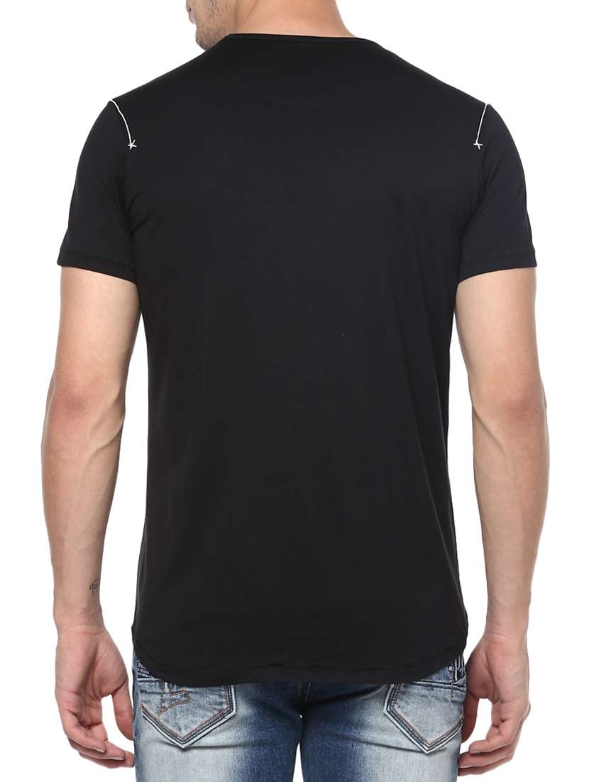 black cotton front print t-shirt - 15124729 -  Standard Image - 2