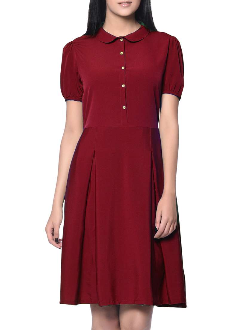 women's fit & flare solid dress