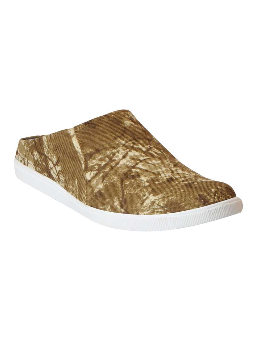 tan canvas slip on mules