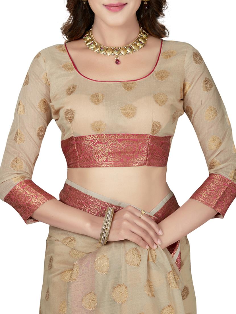 zari motifs woven saree with blouse - 15126900 - Standard Image - 2