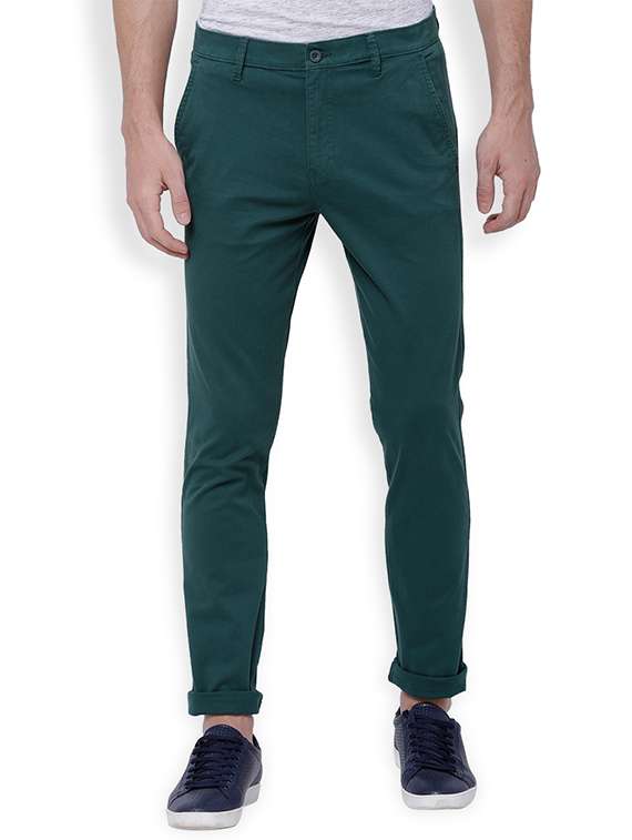 green cotton blend chinos