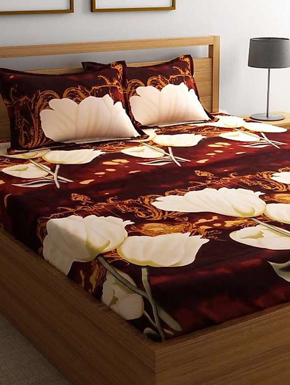 polycotton double bedsheet with 2 pillow covers