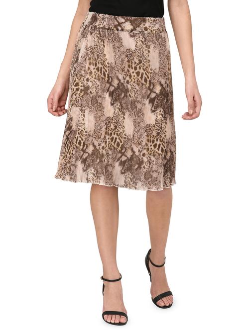brown animal print a-line skirt - 15128211 - Standard Image - 0