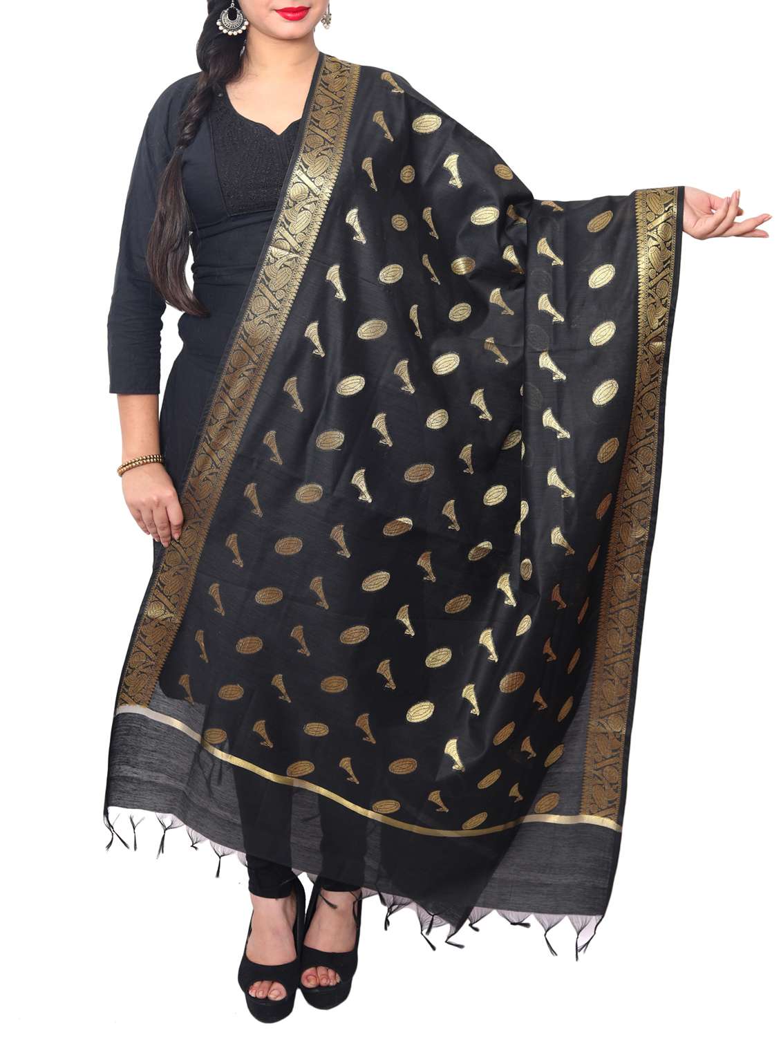 black chanderi dupatta