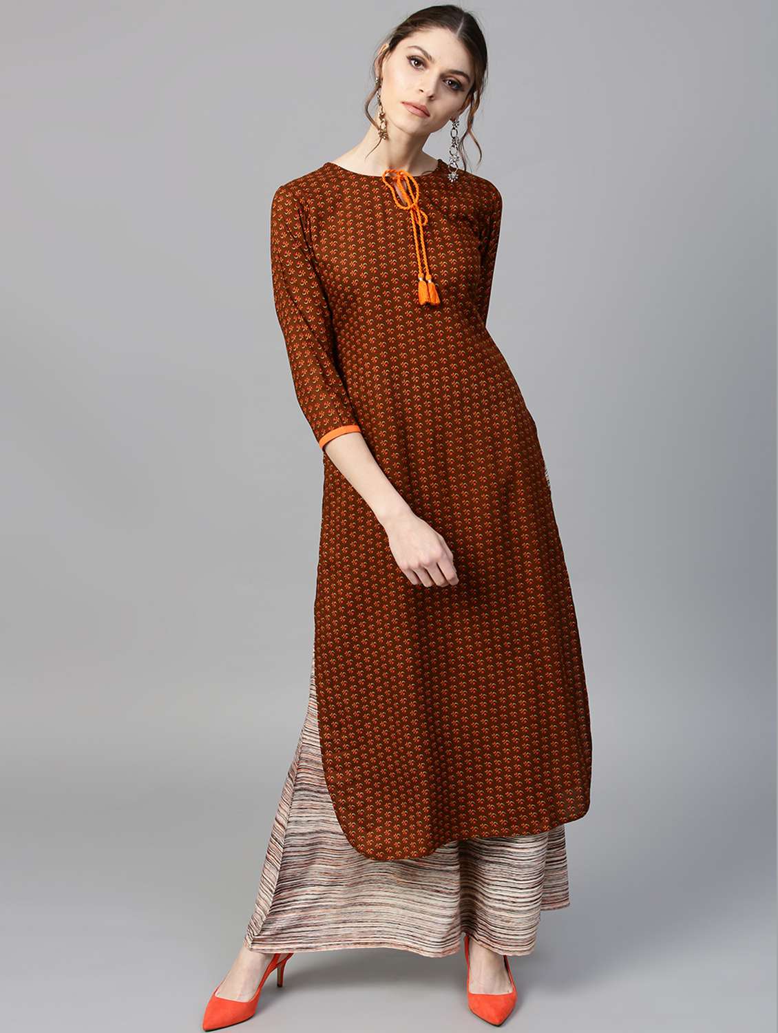 printed straight kurta with palazzo