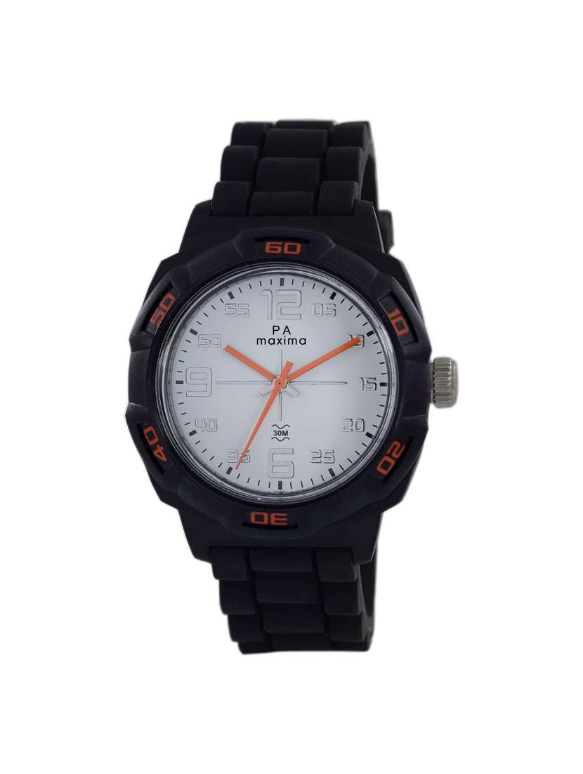 maxima white dial watch for men - 27675ppgw