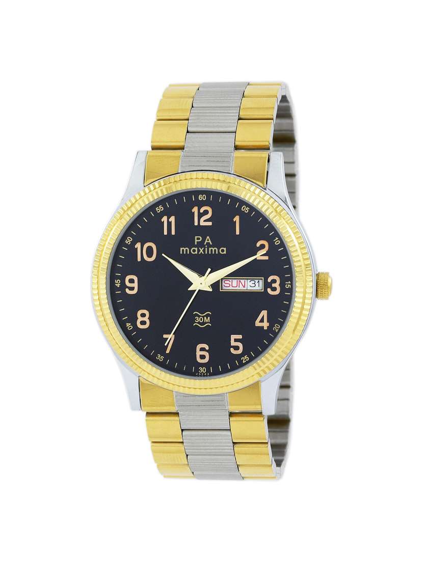 maxima black dial watch for men - 45243cmgt