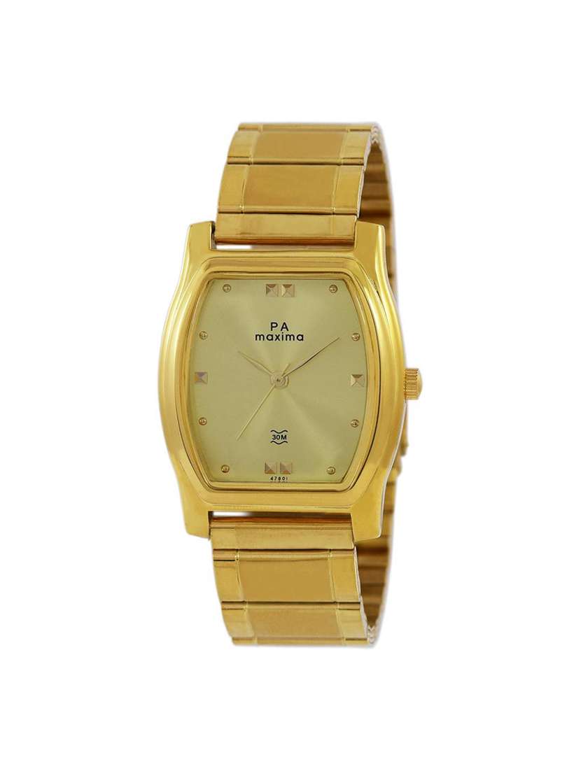 maxima gold dial watch for men - 47800cmgy