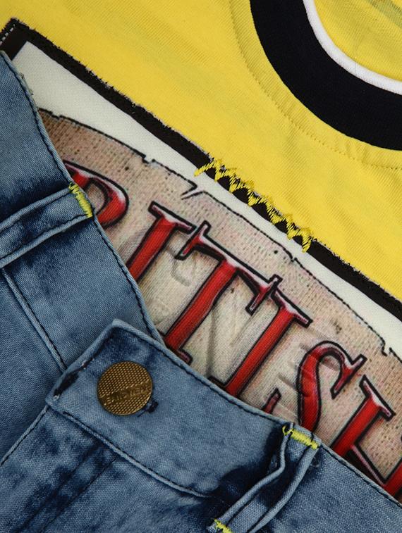 yellow cotton shorts set - 15130467 - Standard Image - 2