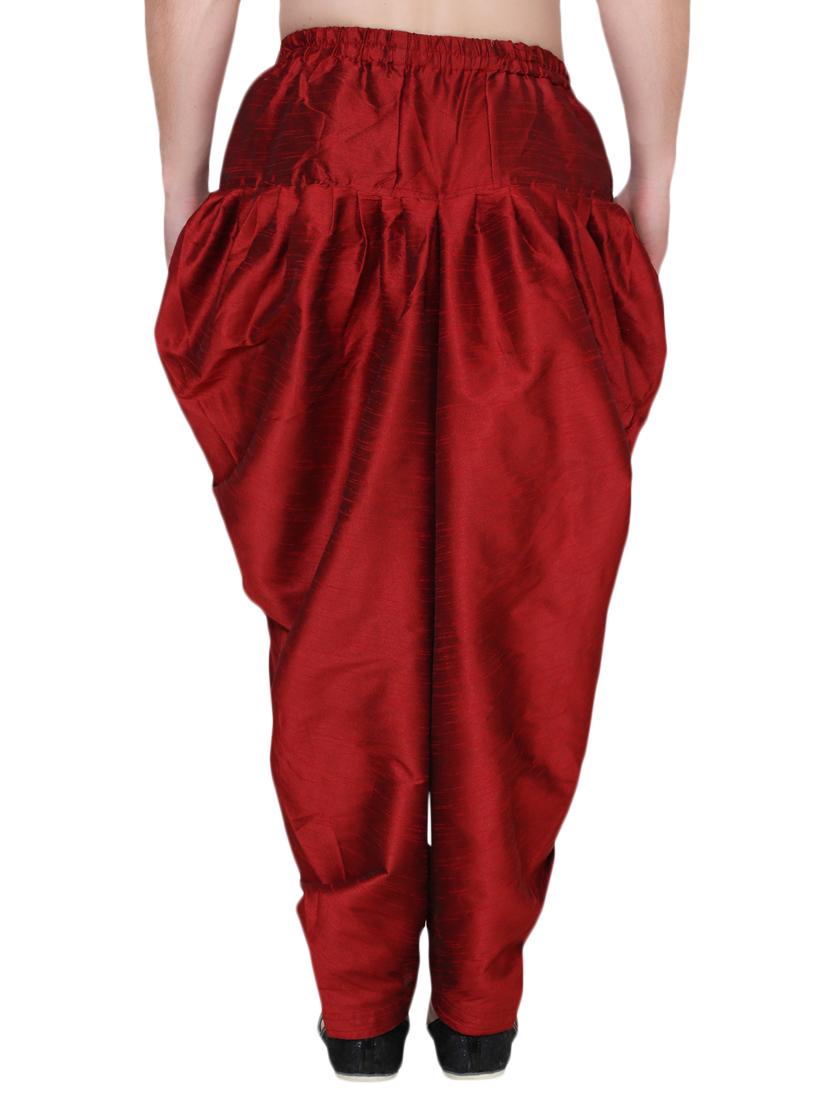 maroon silk blend dhoti - 15132813 - Standard Image - 2
