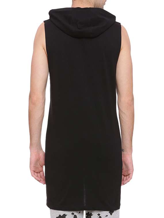 black solid asymmetric t-shirt - 15135279 - Standard Image - 2