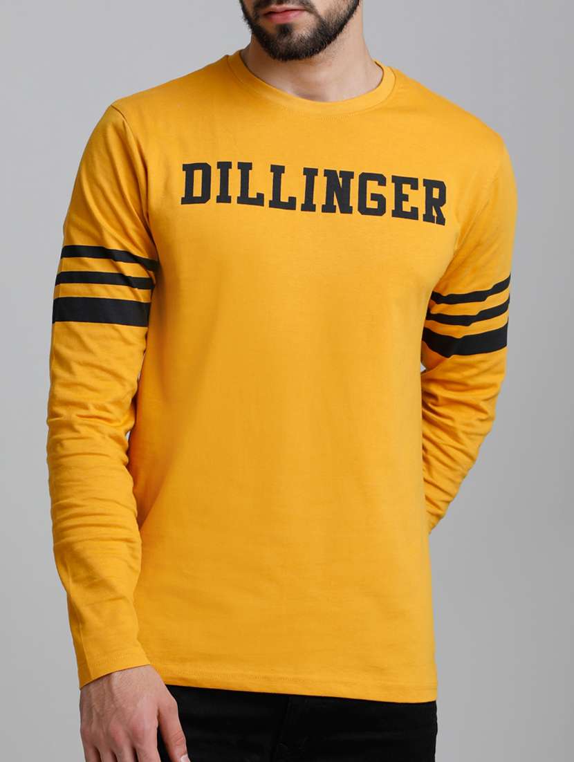 yellow cotton chest print tshirt