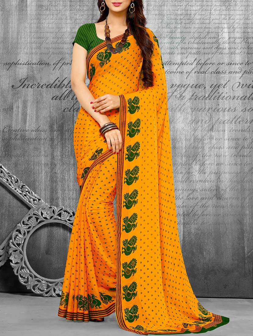 conversational bordered printed saree with blouse