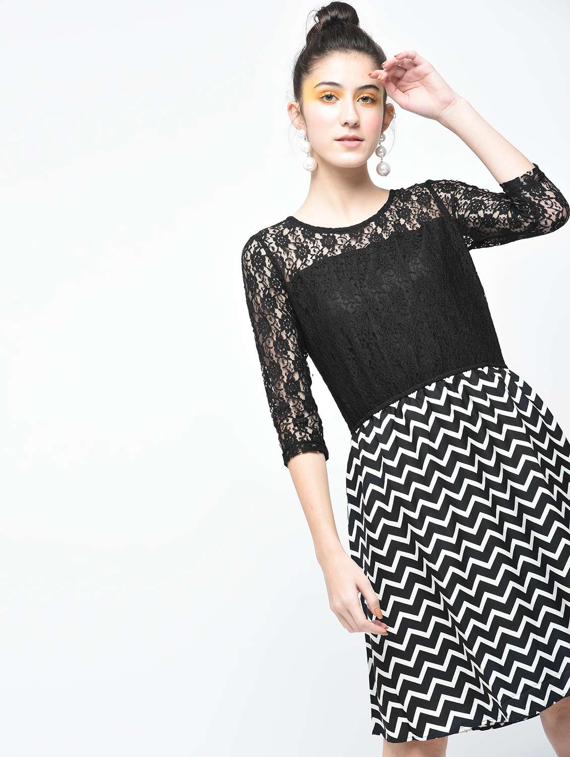 black crepe aline dress