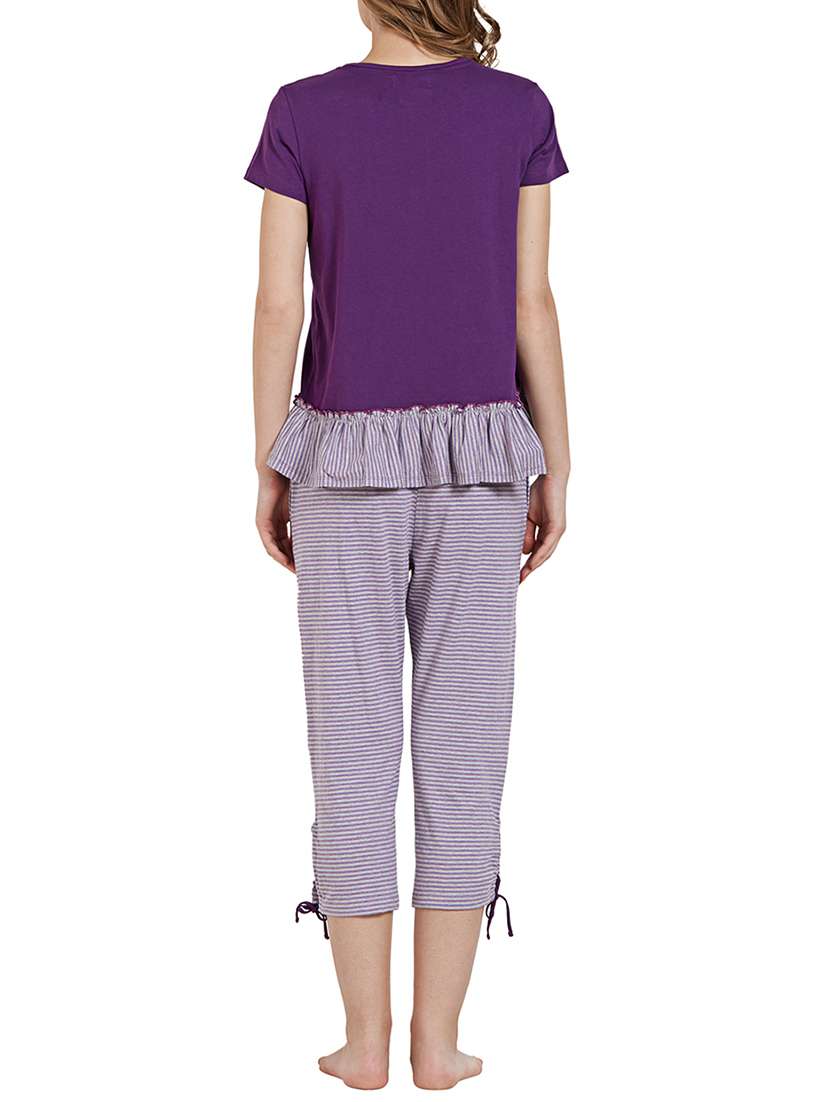 purple striped cotton nightwear set - 15138230 -  Standard Image - 2