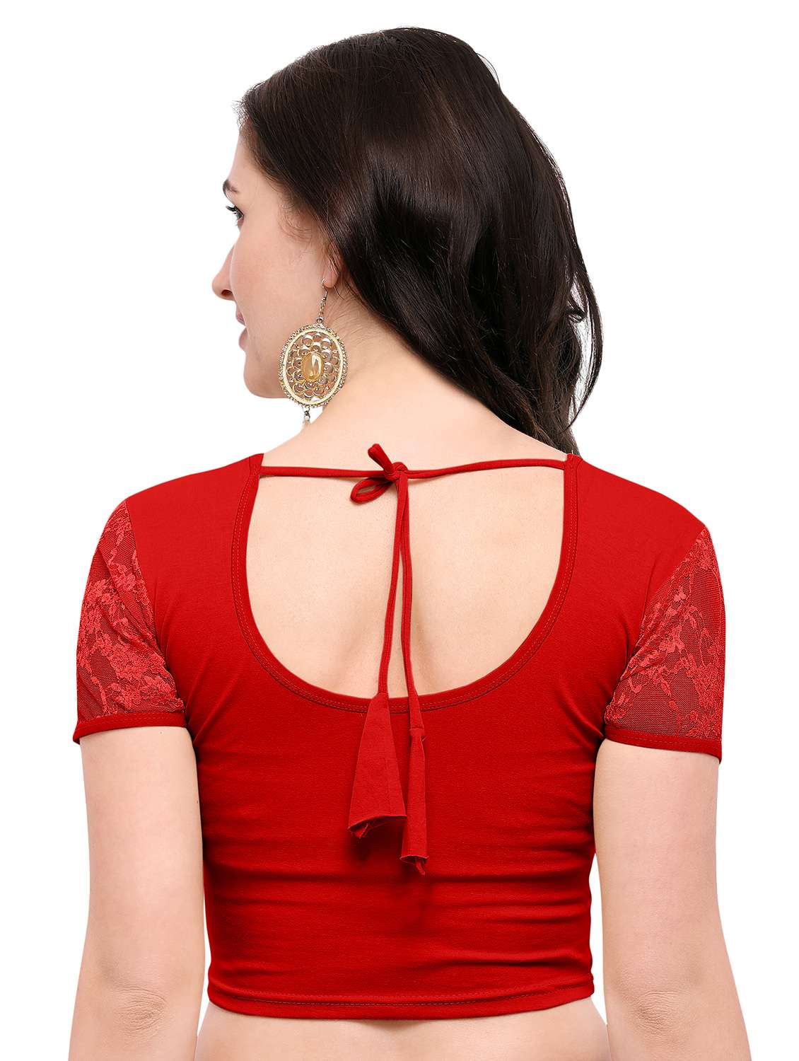 Red Cotton Solid Blouse