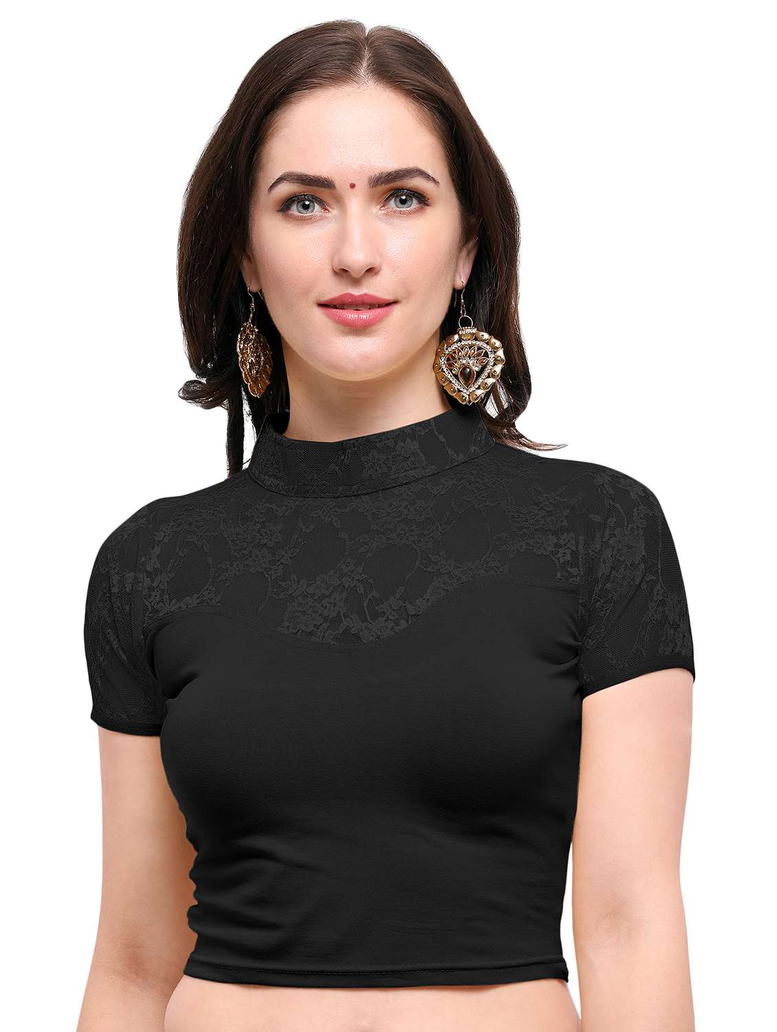 black lycra solid blouse