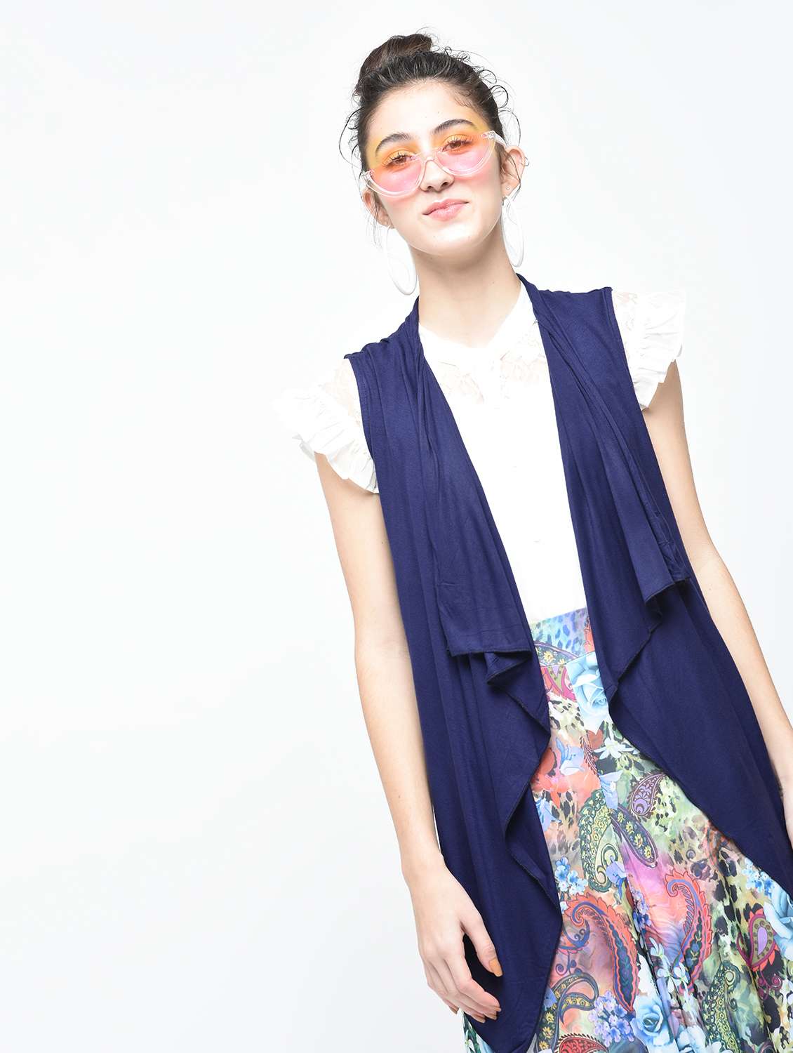 blue solid viscose shrug