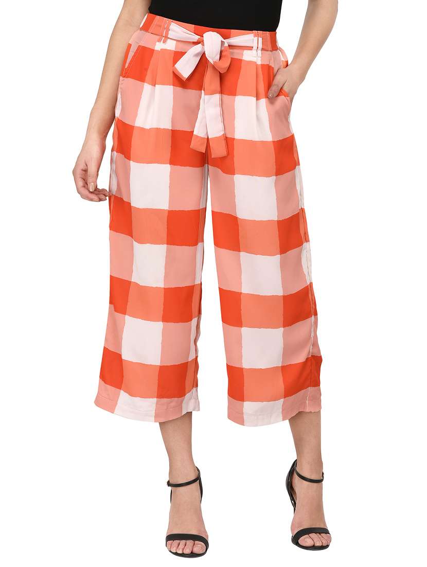 orange checkered capri