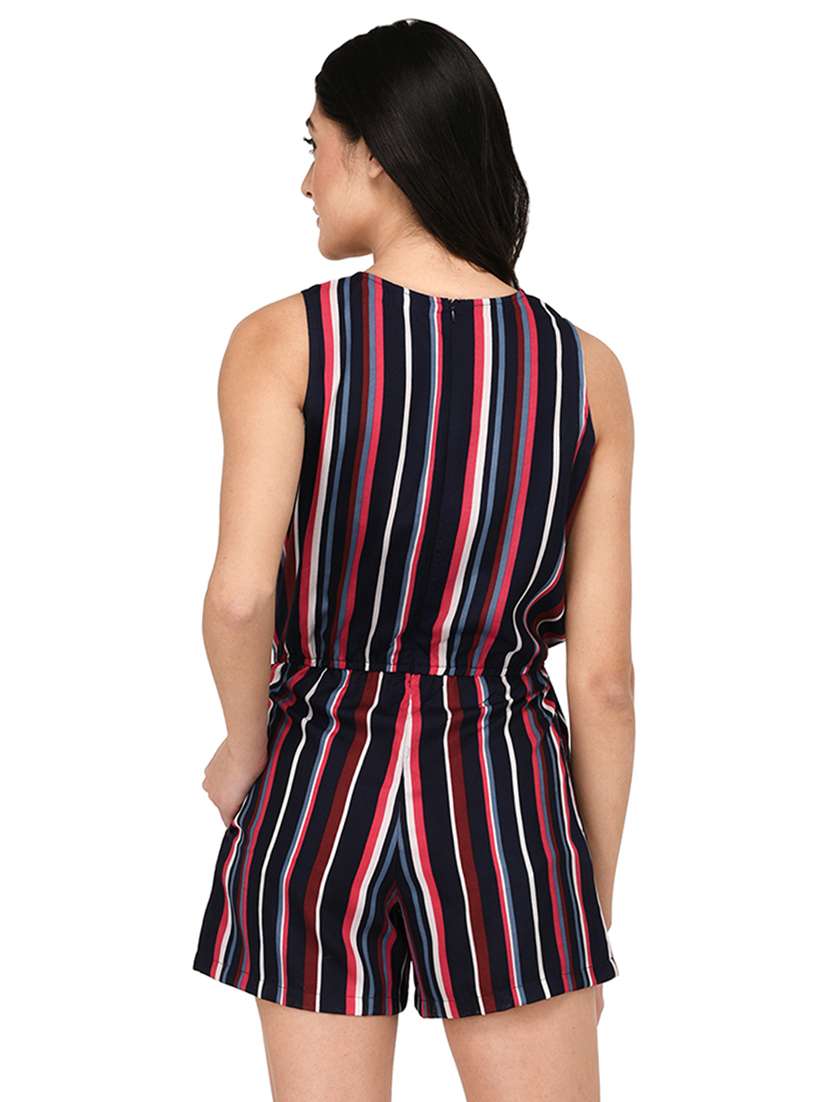 drawstring waist striped romper  - 15141494 -  Standard Image - 2