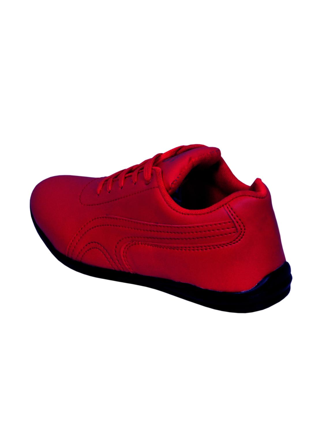 red leatherette lace up sneaker - 15141623 - Standard Image - 2