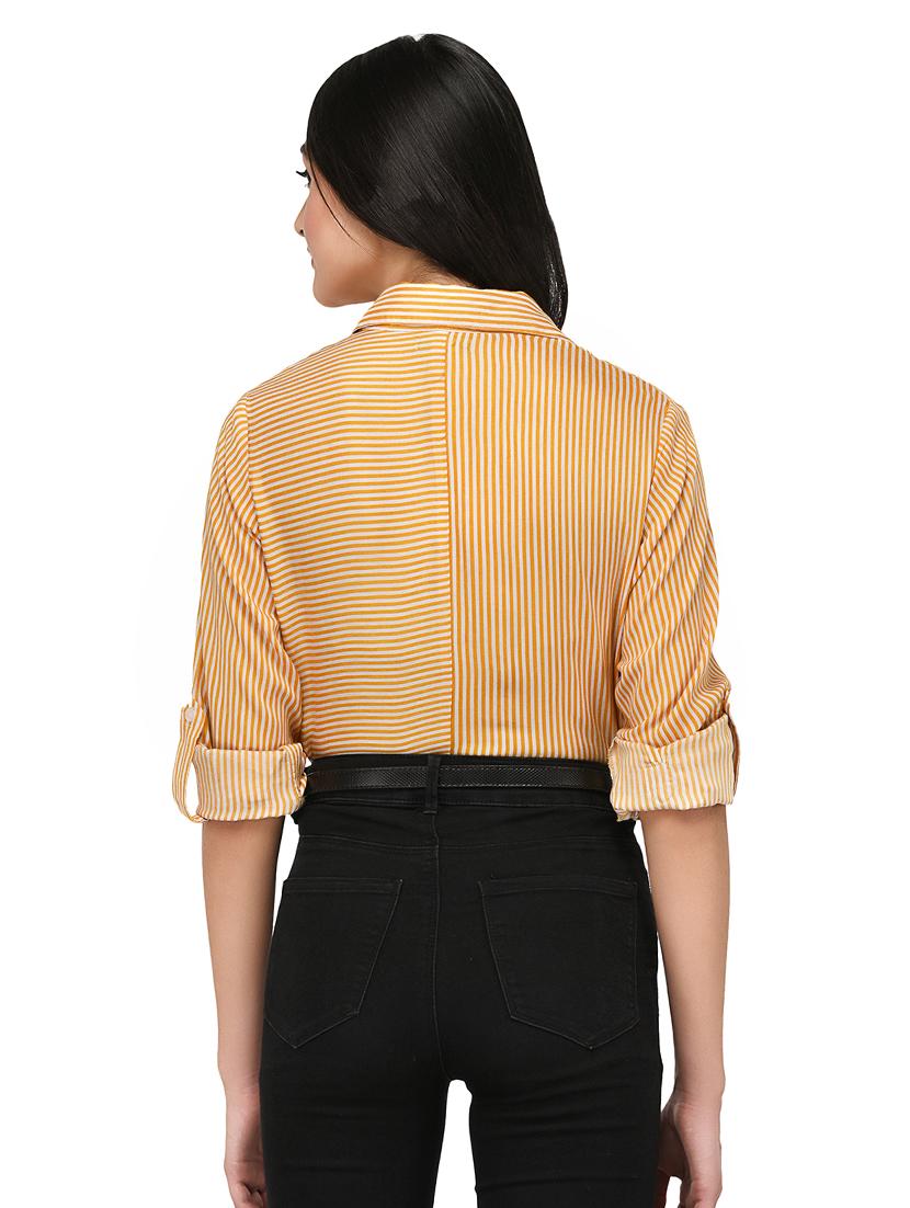 yellow striped rayon shirt - 15142432 - Standard Image - 2