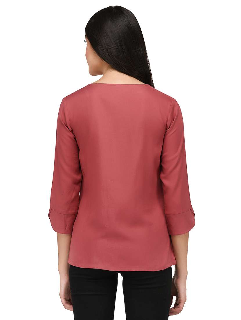 pink solid rayon shirt - 15142440 -  Standard Image - 2