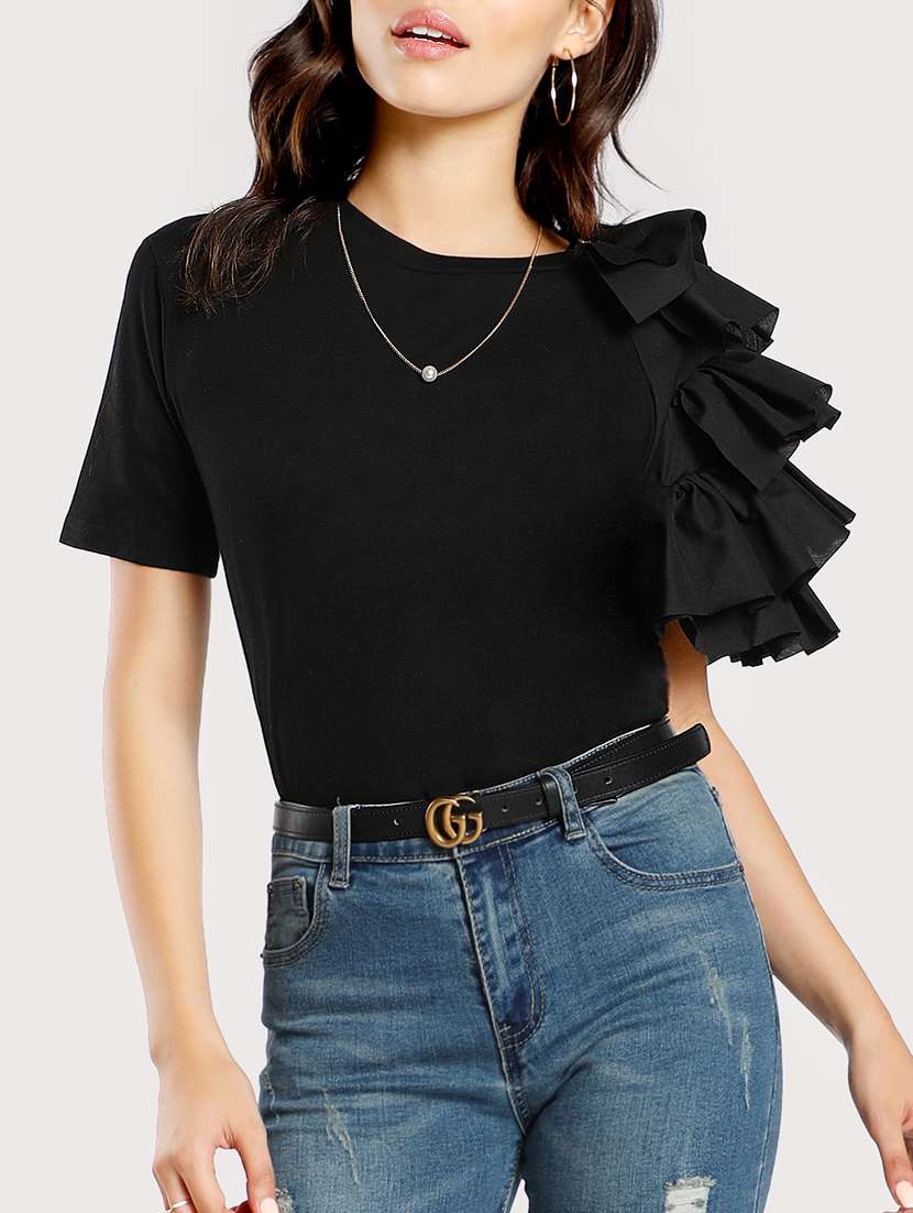single ruffle sleeved top
