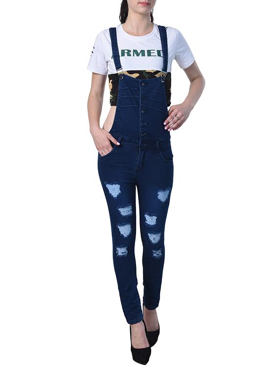 distressed denim dungree