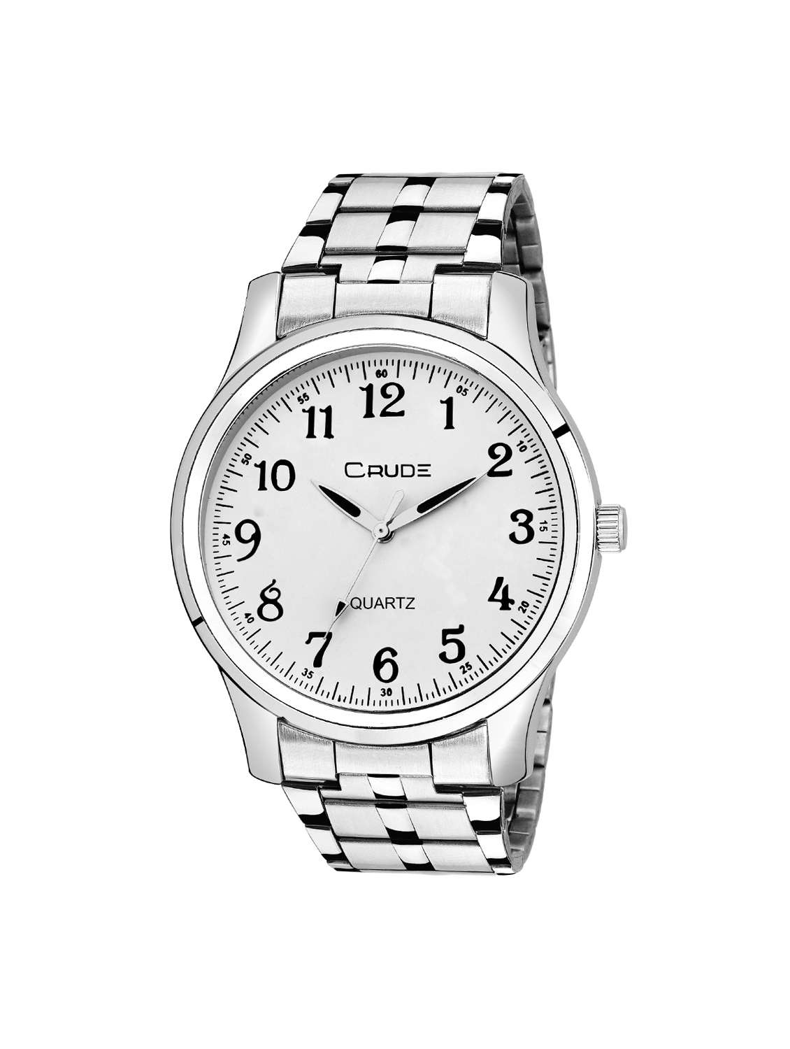 silver case white dial stainlees steel watch for men