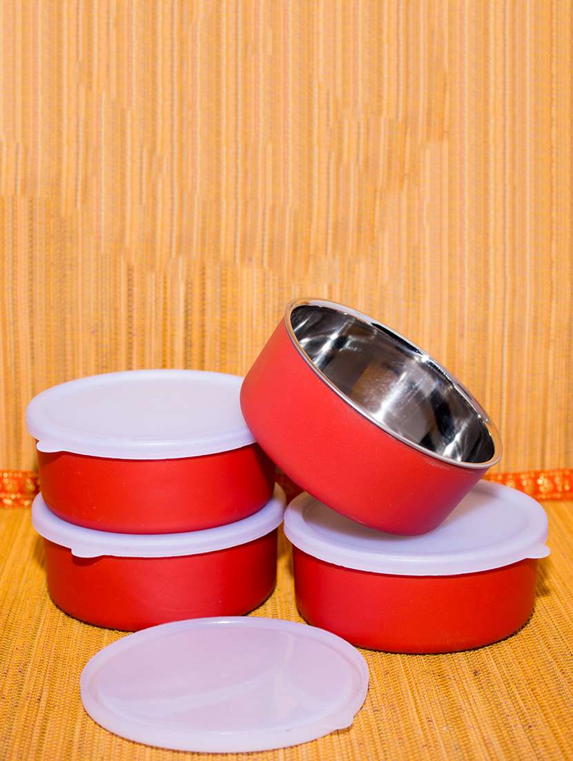set of 4 microwave safe stainless steel small containers
