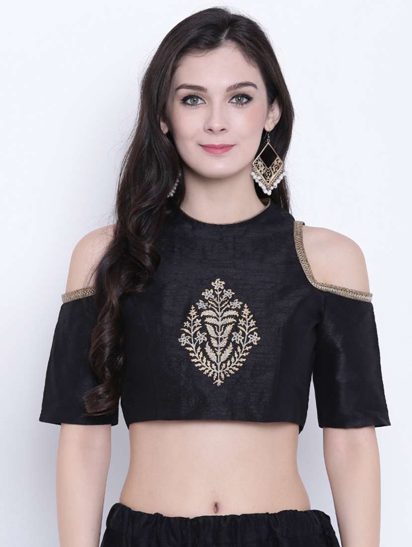 black silk solid blouse