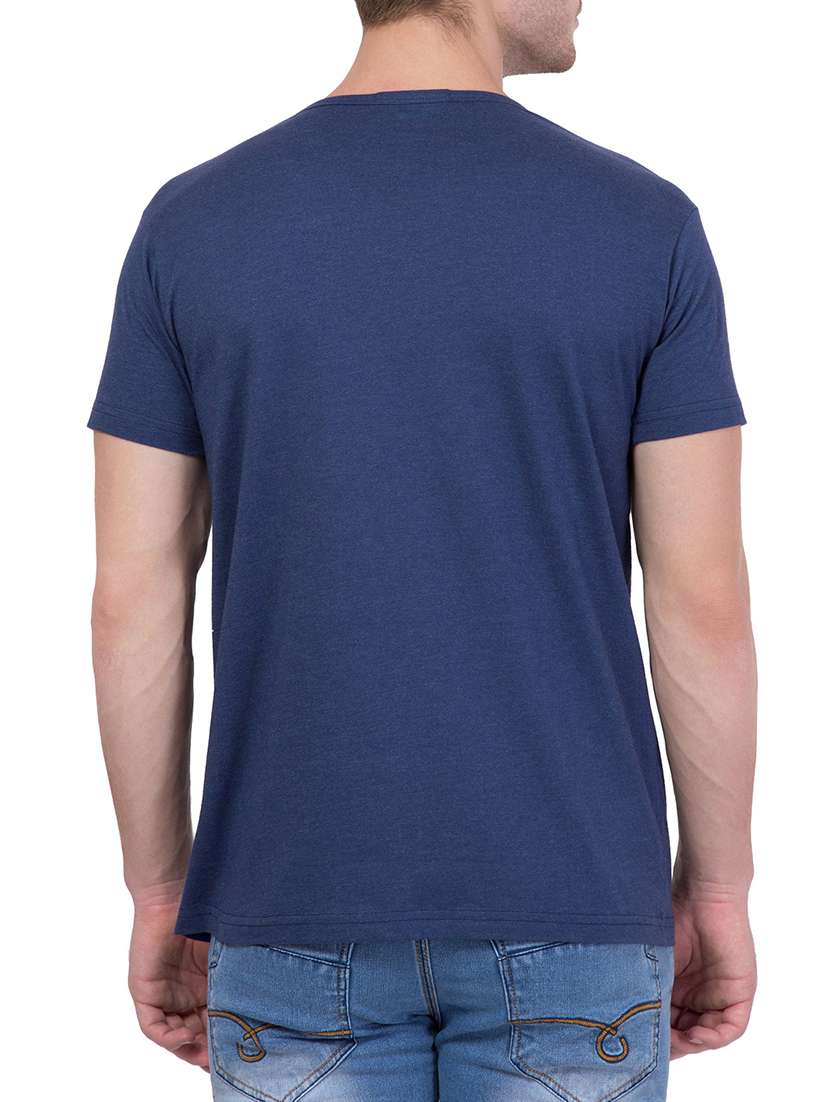 navy blue cotton chest print tshirt - 15160890 - Standard Image - 2