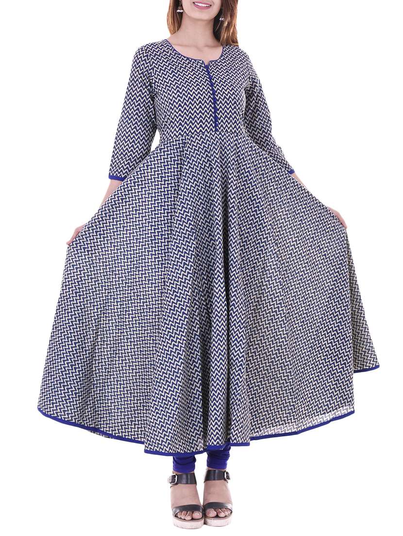 grey cotton flared kurta