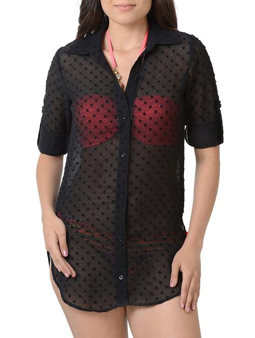 black polyester coverup - 15163280 - Standard Image - 0
