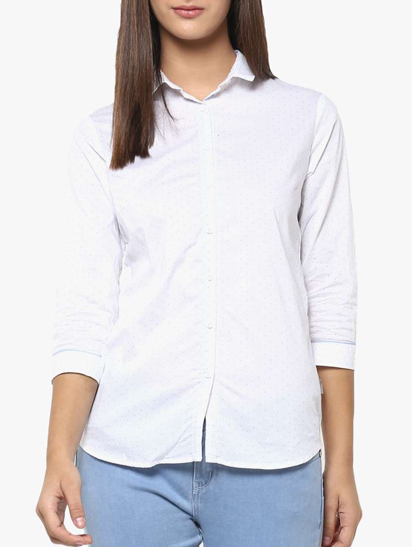 white cotton printed shirt