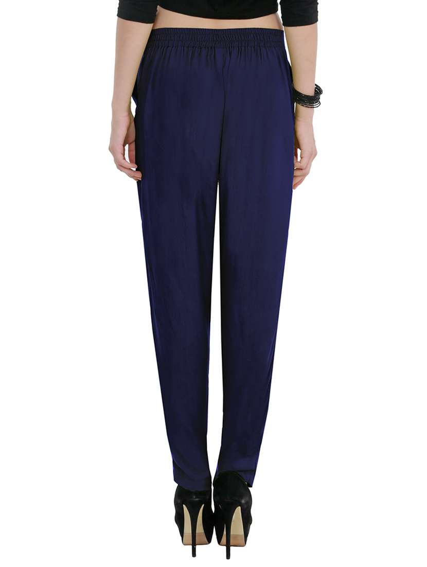 high rise solid flat front trouser - 15165417 - Standard Image - 2