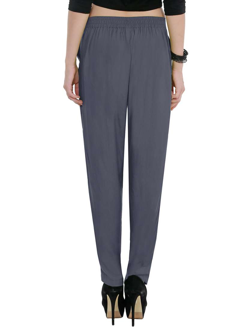 high rise solid flat front trouser - 15165418 - Standard Image - 2
