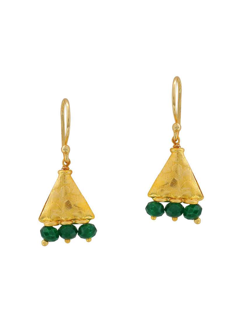 green gold tone drop earrings