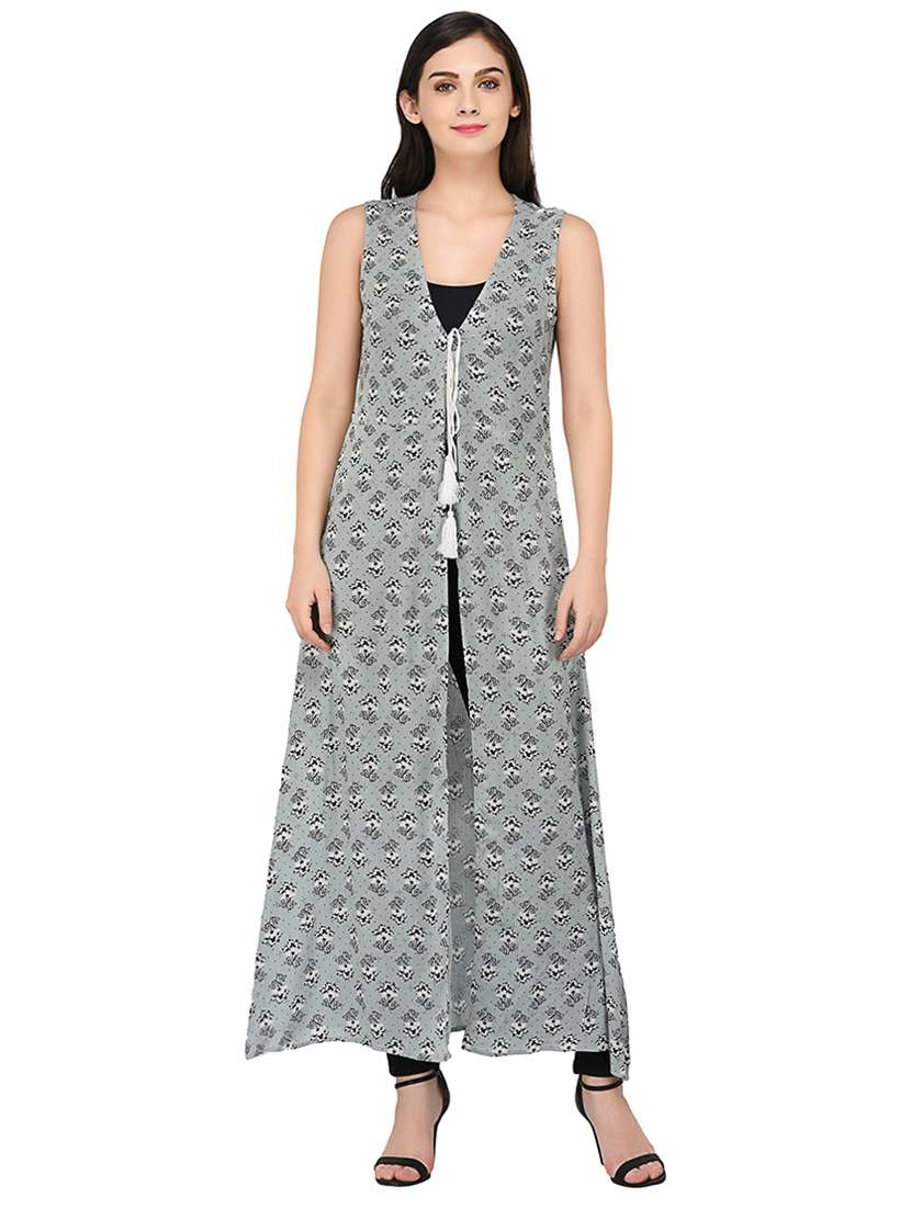 women grey florals printed shrugs