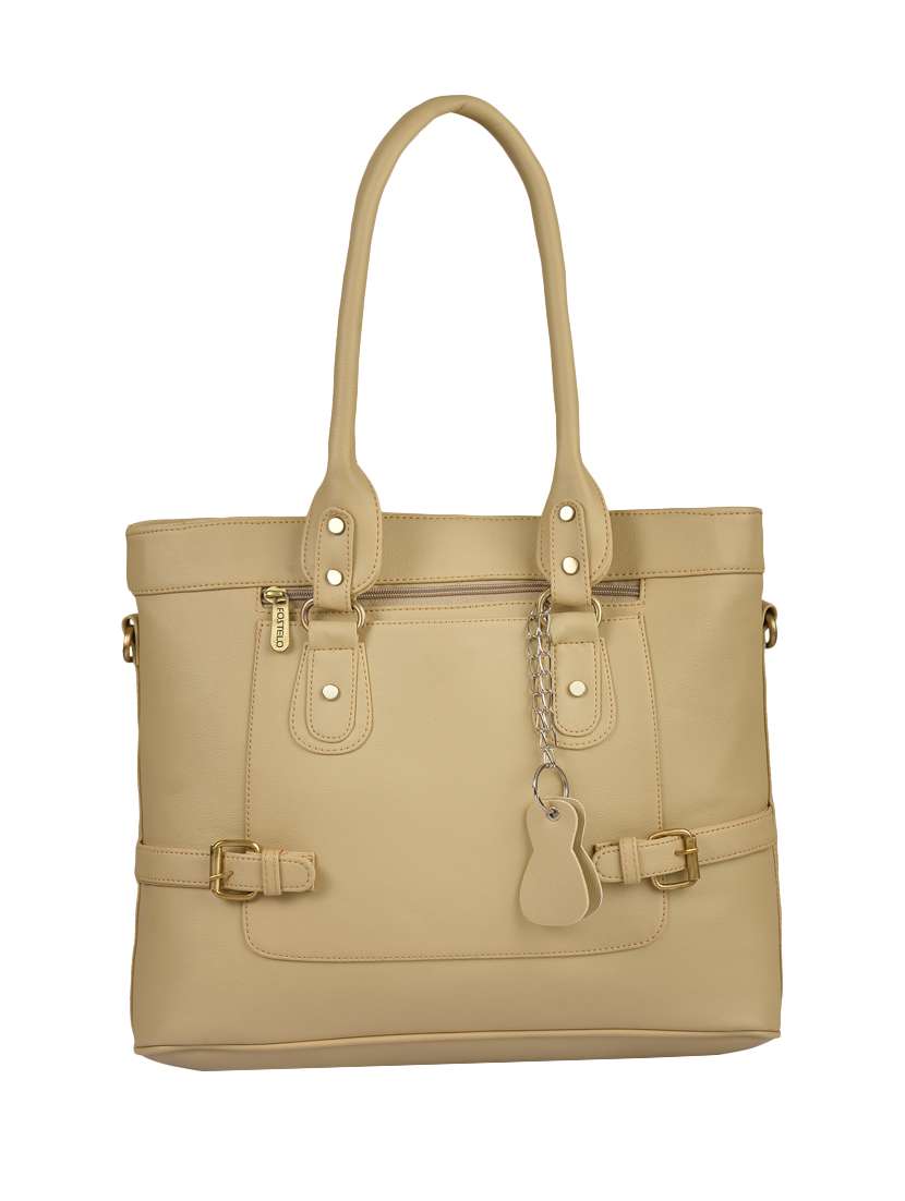cream leatherette (pu) handbag